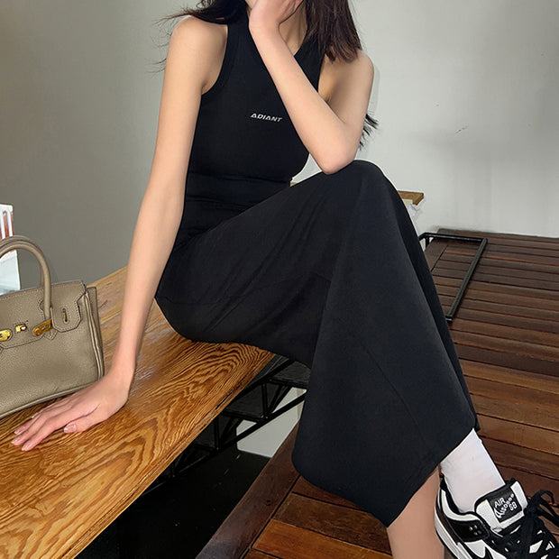 Letter design temperament bodycon vest dress