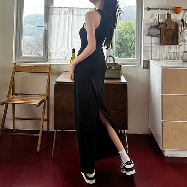 Letter design temperament bodycon vest dress