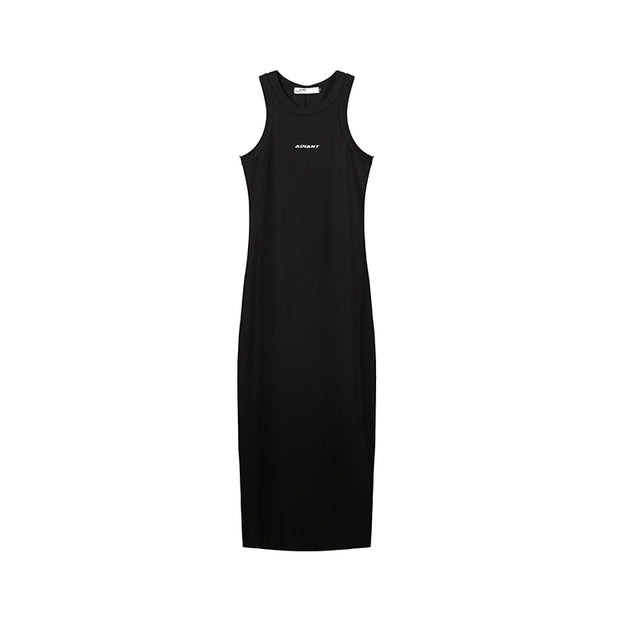 Letter design temperament bodycon vest dress