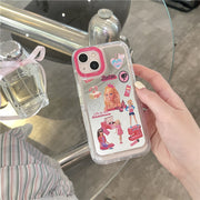 Cartoon barbie pink princess mirror creative protective case