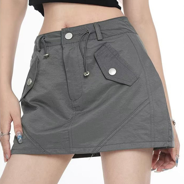 Retro A-Line Elastic High-Waisted Anti-Exposure Skirt