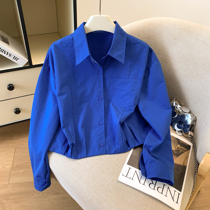 Long-Sleeved Pure Cotton Shirt With A Shawl
