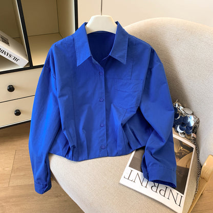 Long-Sleeved Pure Cotton Shirt With A Shawl