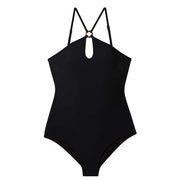 One-piece swimwear cutout backless black swimsuit
