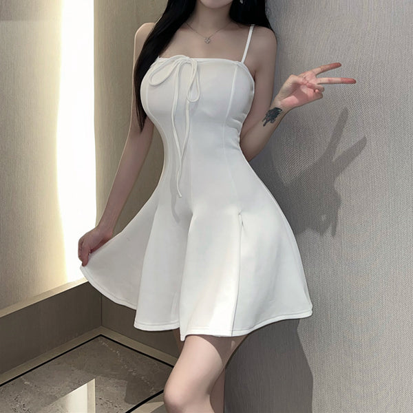 Cami Ruffles A-Line Solid Color Short Dress