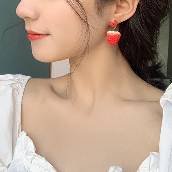 Red Strawberry Fruit Stud Ersatile Earrings