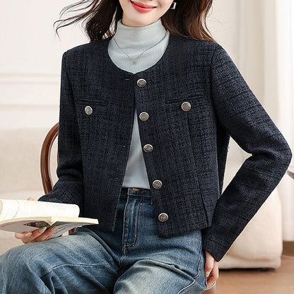 Casual Blue Cropped Jacket
