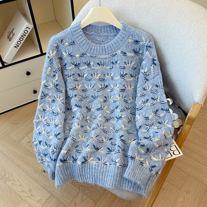 Sweet Loose Contrast Color Sweater
