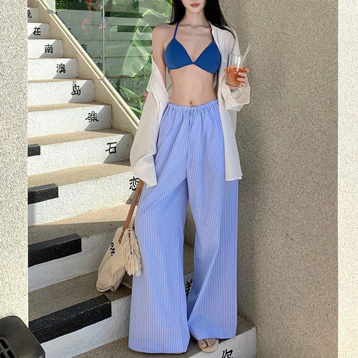 Blue Halter Neck Triangle Cup Bikini