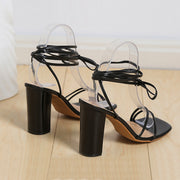 Square toe strappy high heel sandals