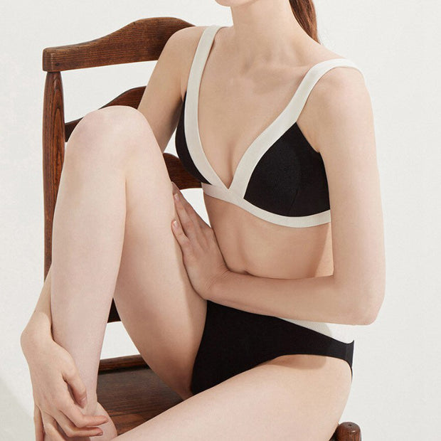 Color block sexy bikini three-piece set