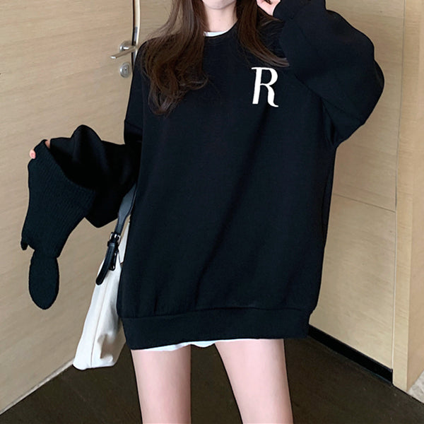 Letter Loose Casual Long Sleeve Sweatshirt