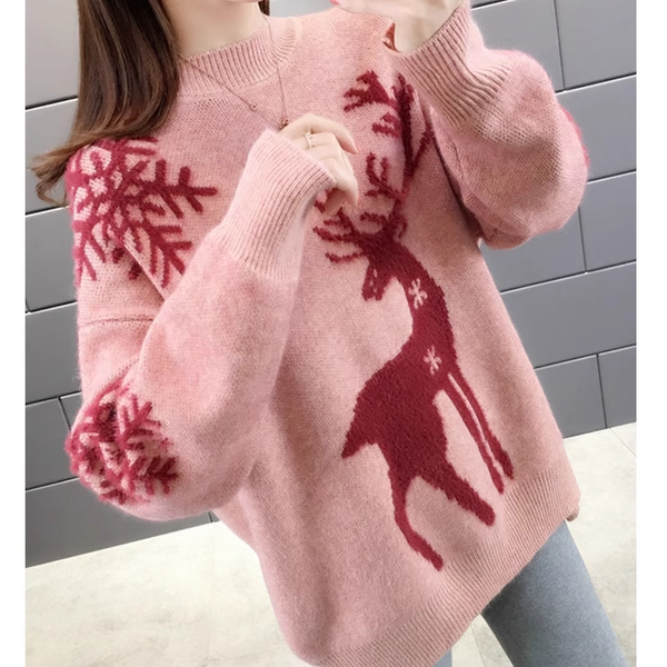 Round Neck Elk Loose Sweater