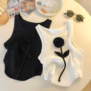 Rose slim fit sleeveless ice silk knit tank top