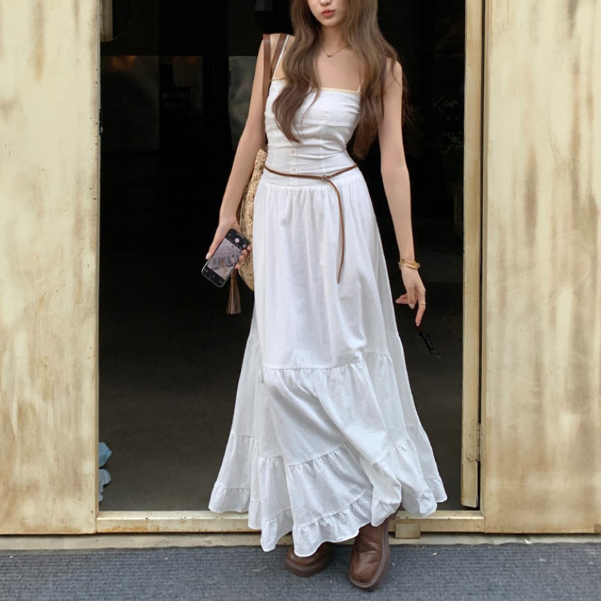 Pure Cotton White Tiered Cami Dress