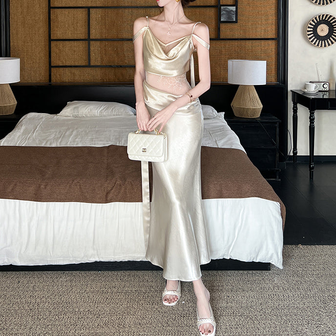 Lace-Trimmed Slip Dress