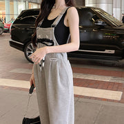Casual drawstring waist loose suspenders jumpsuit