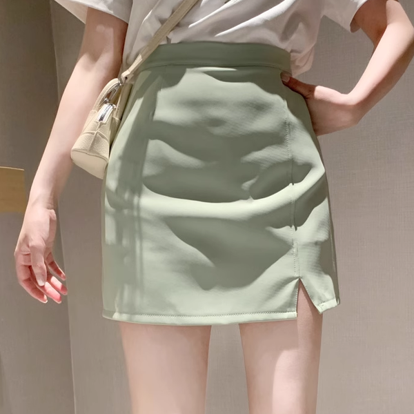 Short-Sleeved Printed T-Shirt Slit Slim Skirt Set