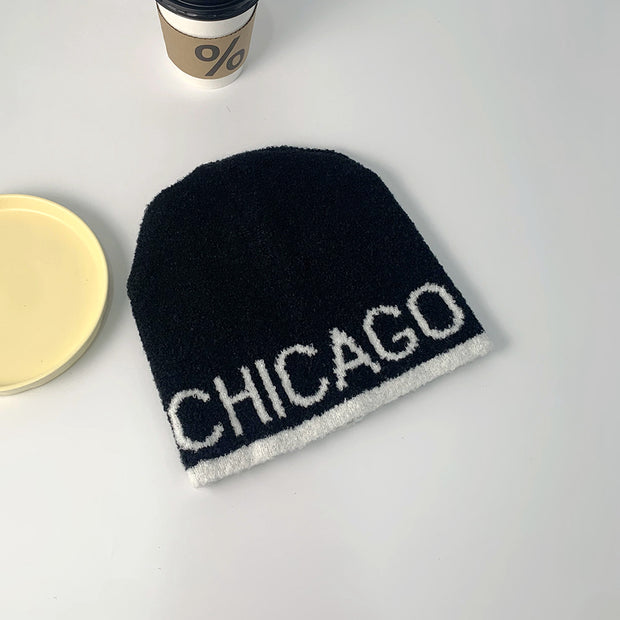 Alphabet warm knit dome hat