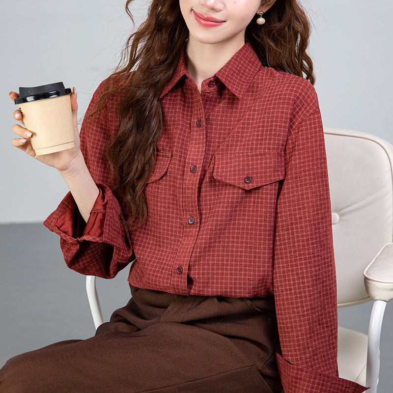 Retro Long-Sleeved Plaid Shirt