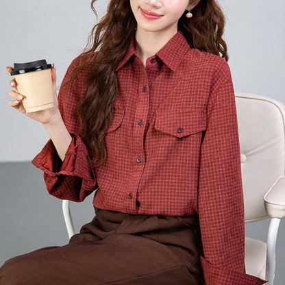 Retro Long-Sleeved Plaid Shirt