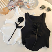Rose slim fit sleeveless ice silk knit tank top