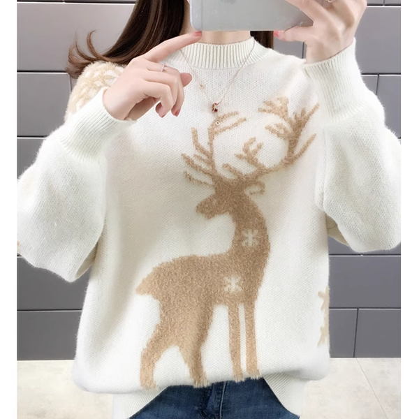 Round Neck Elk Loose Sweater