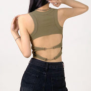 Cutout back skinny stretch sleeveless tank top