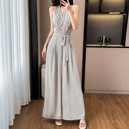 V-Neck Halter Neck Sleeveless Jumpsuit