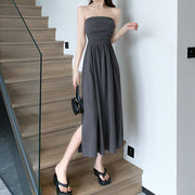 Modal slim waist long tube top dress