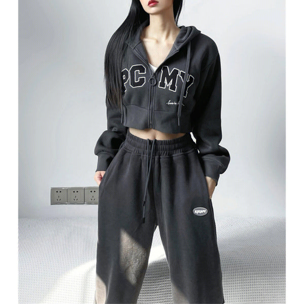Casual Gray Casual Sports Suit Two-Piece Set
