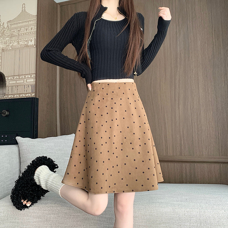 High-Waisted Midi A-Line Skirt