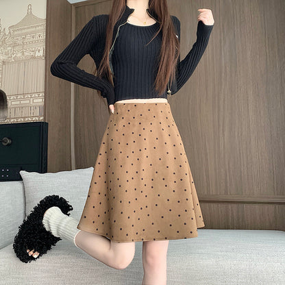High-Waisted Midi A-Line Skirt
