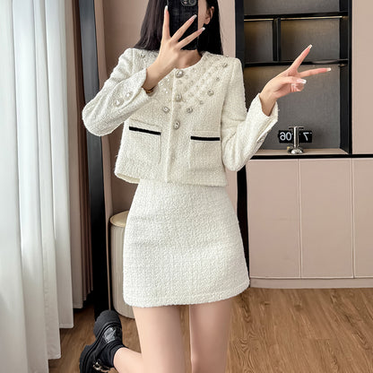 Embroidered Diamond And Beaded Fashionable Two-Piece Suit