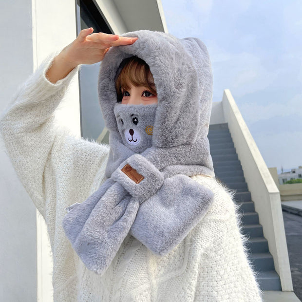 Bear mask scarf hat warm set