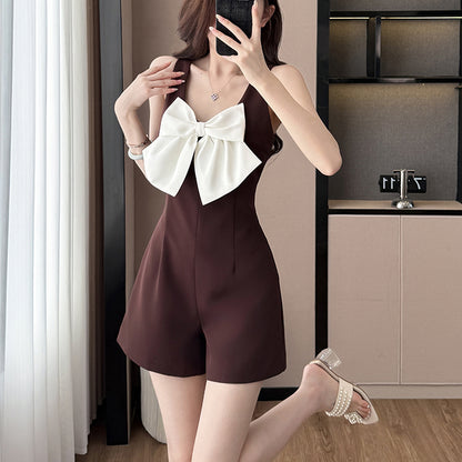 French-Style Fashionable Bow Jumpsuit