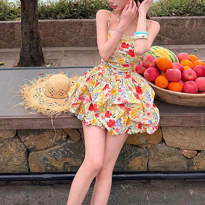 Double-Layered Lace-Trimmed Tulip Dress