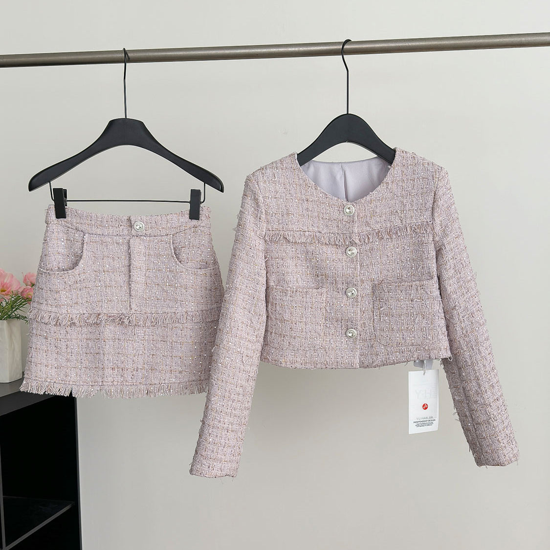 Purple Embroidered Fashionable Two-Piece Suit