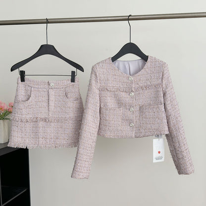 Purple Embroidered Fashionable Two-Piece Suit