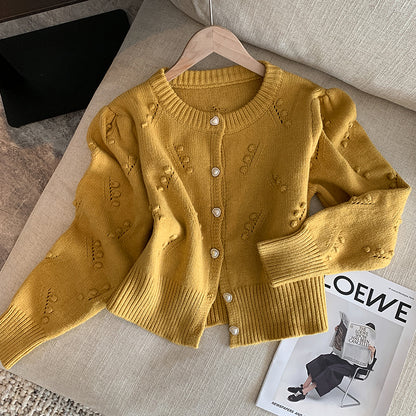 Retro Cable Knitted Heart Button Cardigan