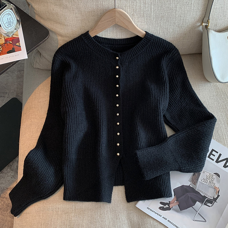 Metal Button Knitted Cardigan Jacket