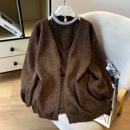 Stylish Camisole Knit Sweater Two-Piece Set
