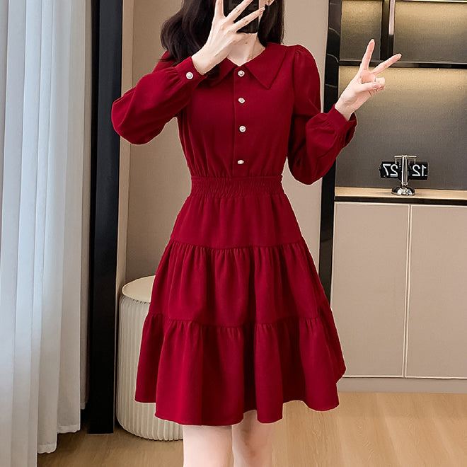 Retro Red High-Waisted Dress