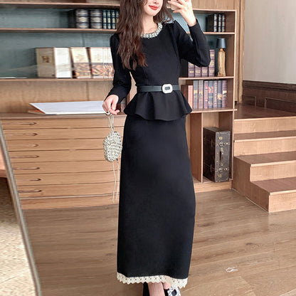 Two-Piece Set Of Ruffled Top And Skirt