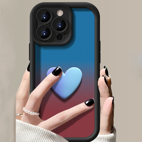 Gradient Color Love Frosted Silicone iPhone Case
