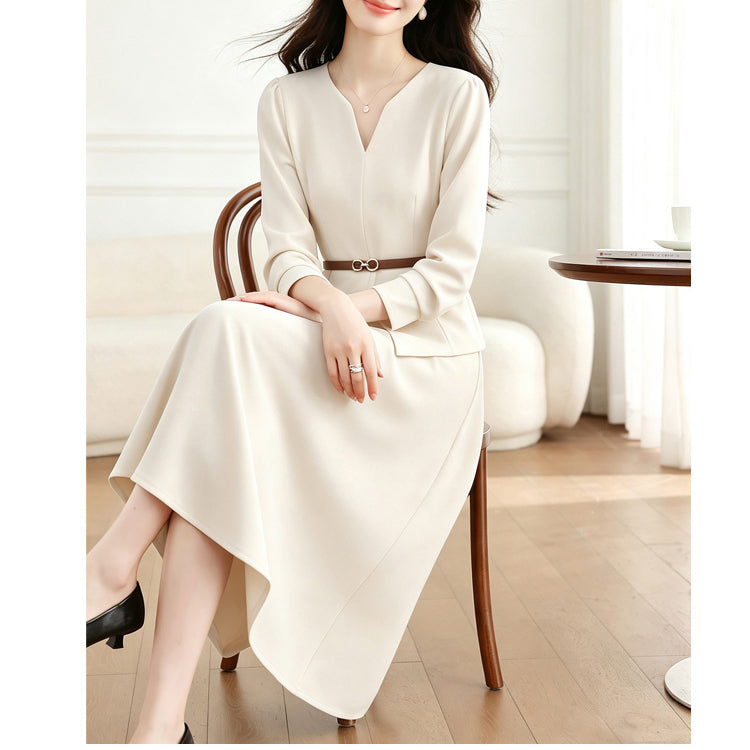 Black Long-Sleeved Top And Skirt Two-Piece Set