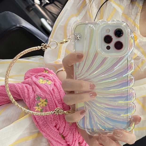 Colorful three-dimensional shell pattern chain protective case