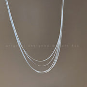 Silver multilayer versatile clavicle chain necklace