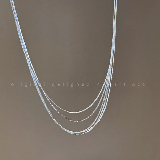 Silver multilayer versatile clavicle chain necklace
