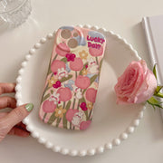 Pink tulip rabbit stand creative protective case